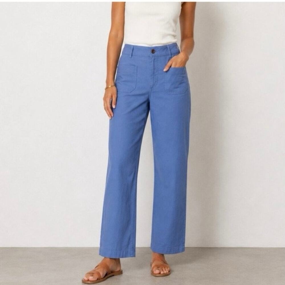 J.Crew Factory Lizzie Cotton Linen Wide Leg Pants Women’s 26 Blue BW803